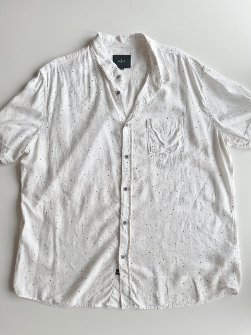 RAILS Carson White Triangle Geo Linen Short Sleeve Button Down Shirt, Size XL - Picture 6 of 15